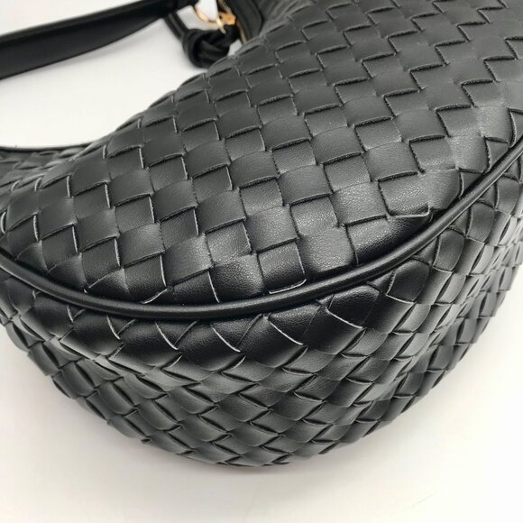 On 34th Black Woven Crossbody Convertible Satchel Bag - Picture 9 of 10